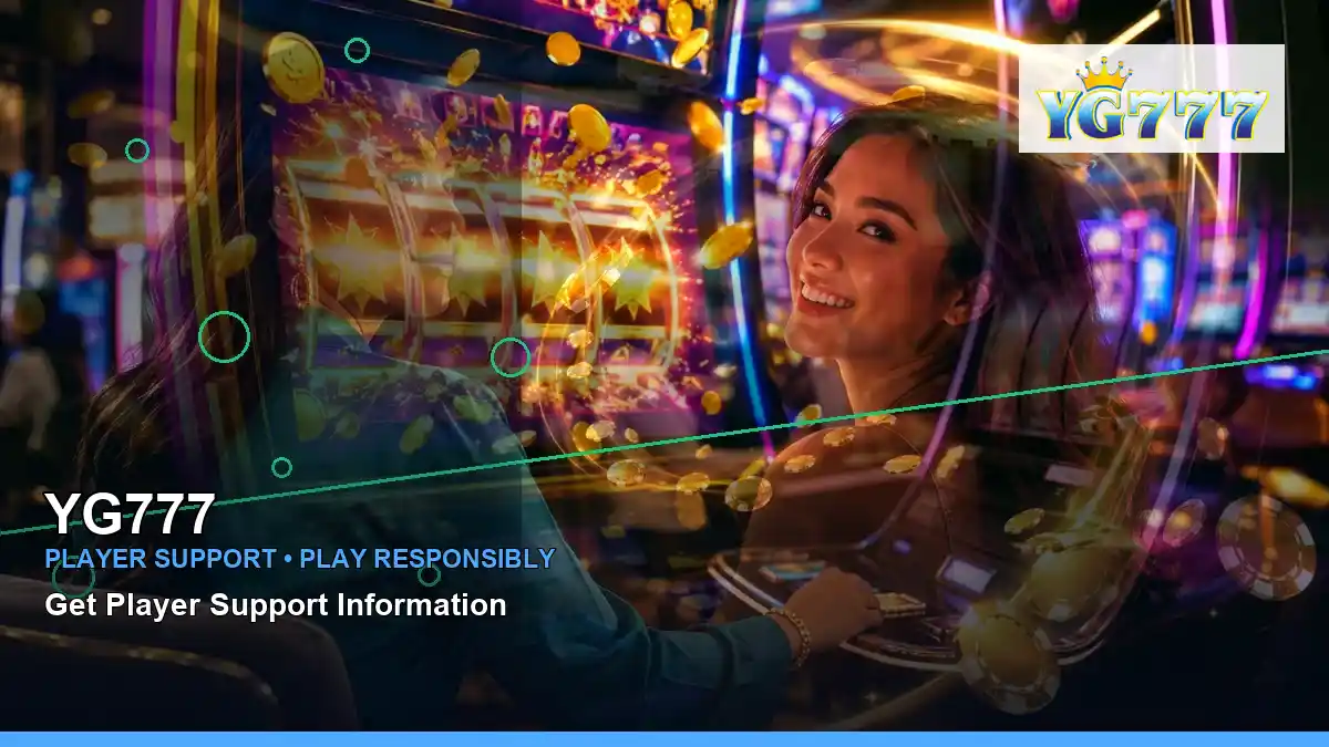 YG777 first casino deposit and wallet options featuring an adult Filipina casino host with a left-diagonal composition