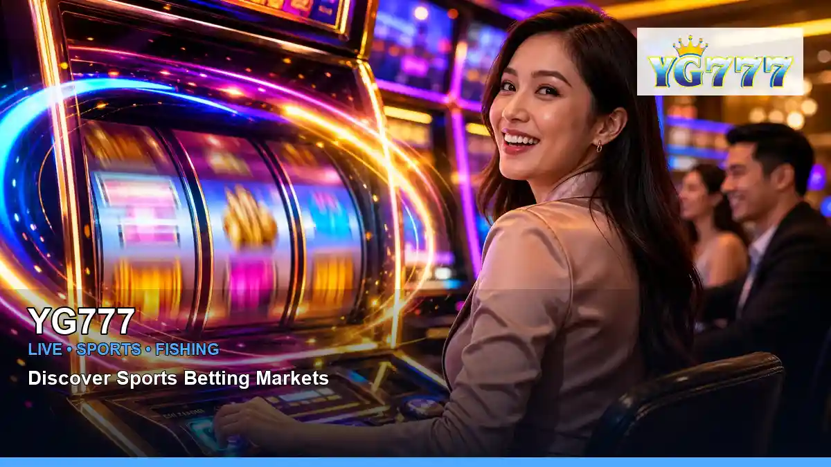 YG777 free spins slot games featuring an adult Filipina casino host with a vivid composition